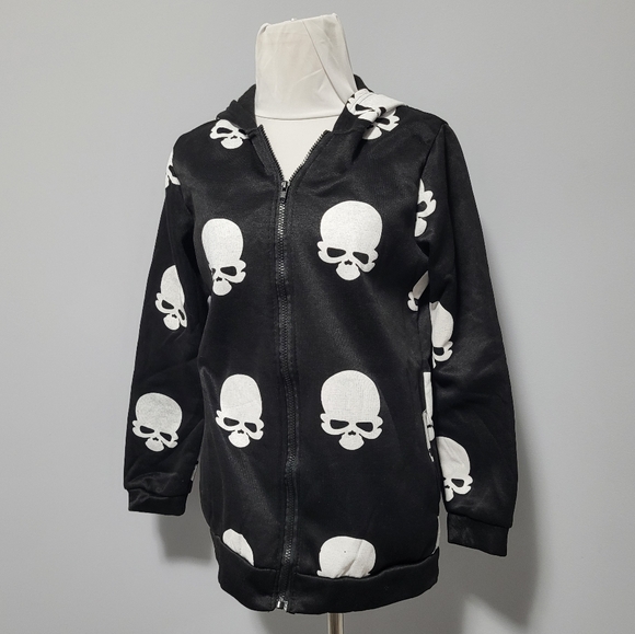 NWT Skull Hoodie, Black zip up‎ - Picture 6 of 8